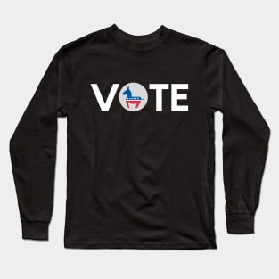 Vote Democrat - White Text Long Sleeve T-Shirt